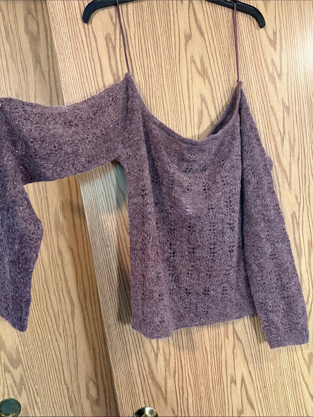 American Eagle Outfitters Mauve Off-Shoulder Spaghetti Strap Sweater